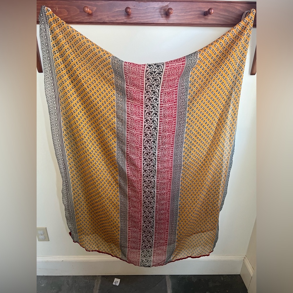 Stunning Chiffon Wrap with Velvet Trim